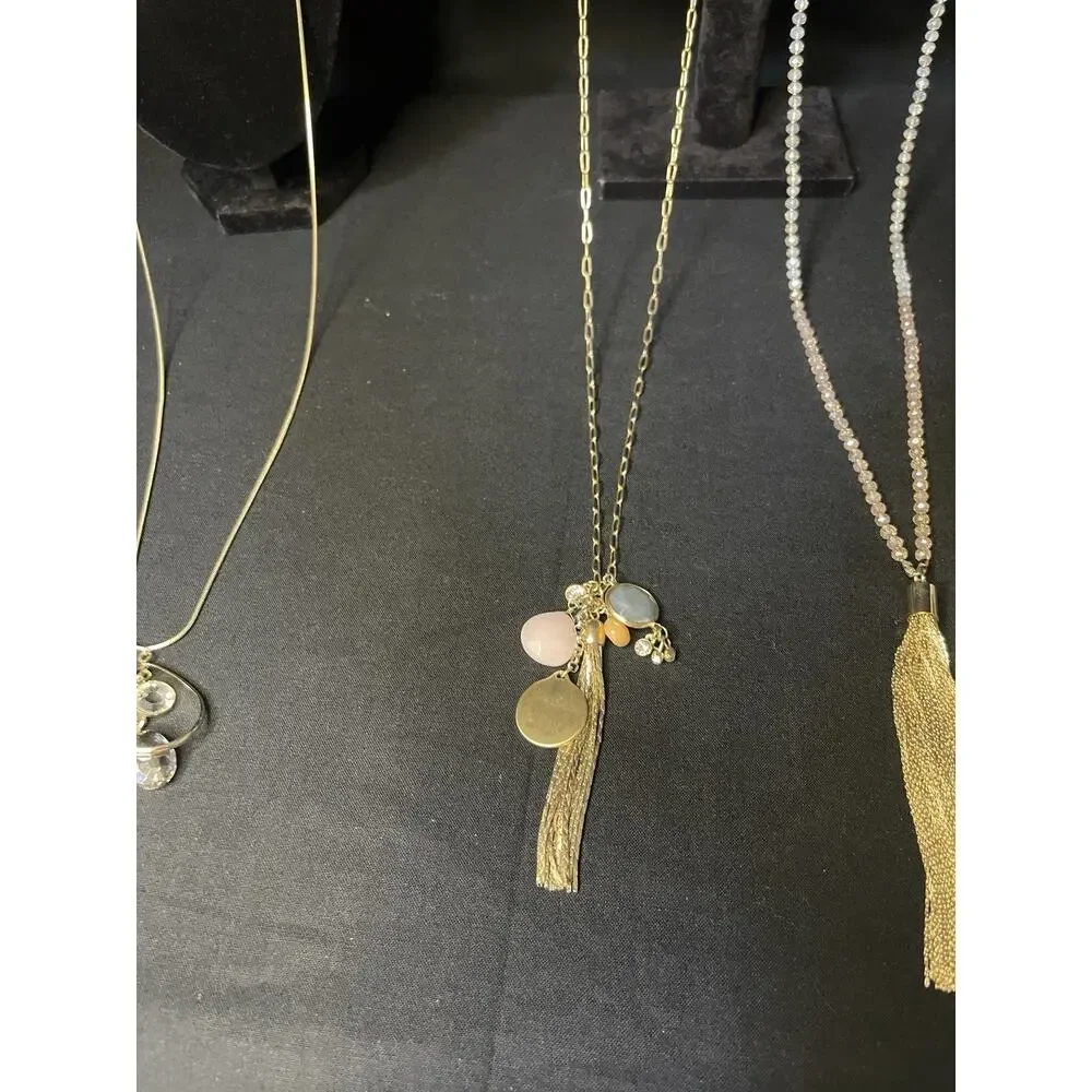 Loft Gold & Silver Tone Costume Statement Long Necklace Lot Of 4